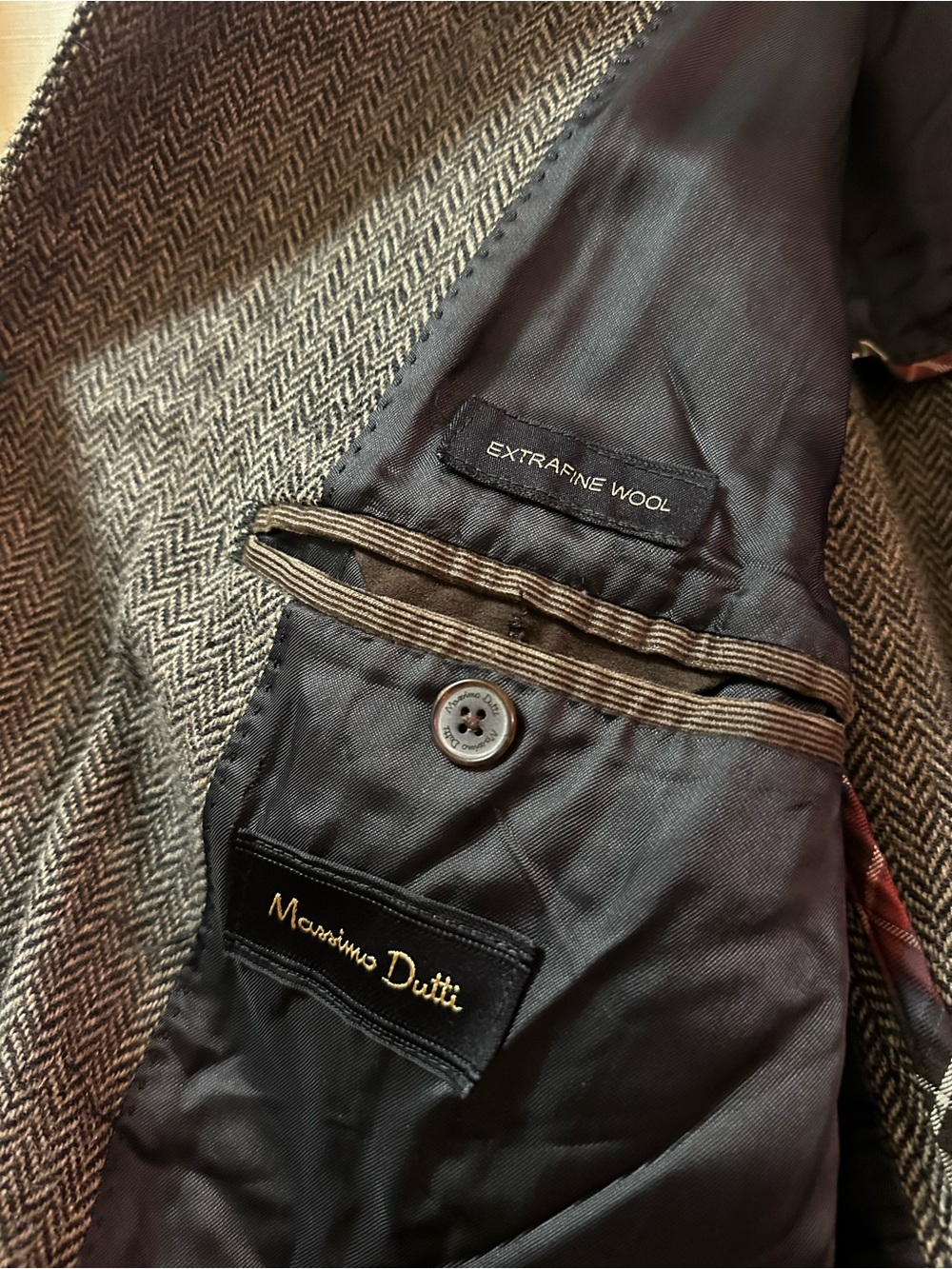 Massimo Dutti Extra Fine Wool Herringbone Military Field Jacket Elbow Patches - Picture 8 of 11